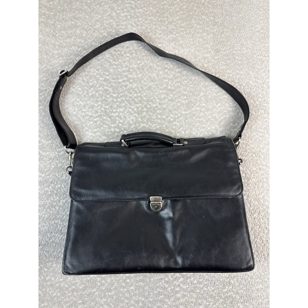 Wilsons Leather New York Buckle  Portfolio Briefcase‎ Black